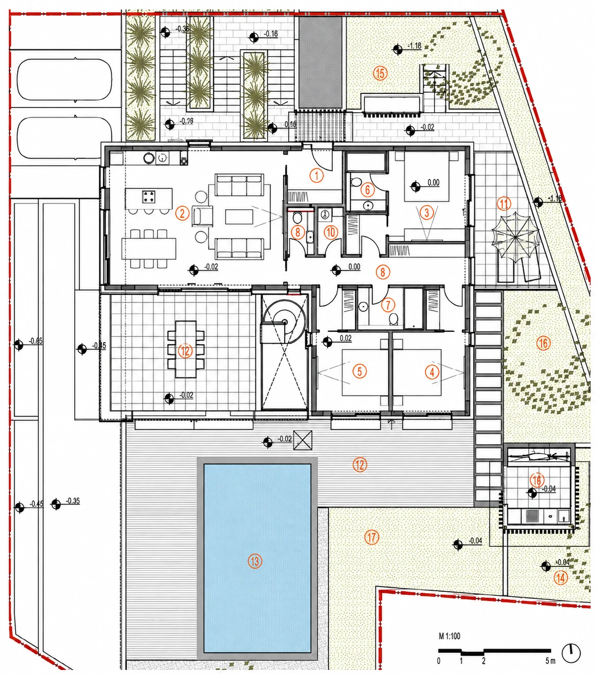 Tlocrt prizemlja — Vila P4