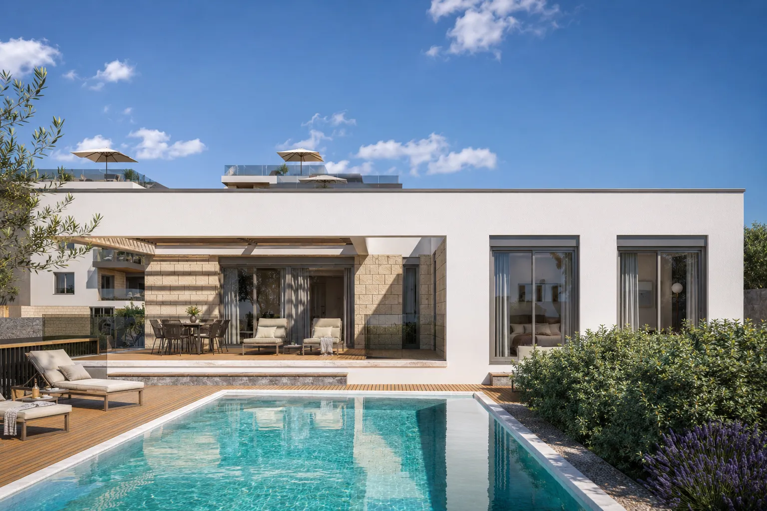 Villa at Mirna Luka — pool and deck off the covered terrace