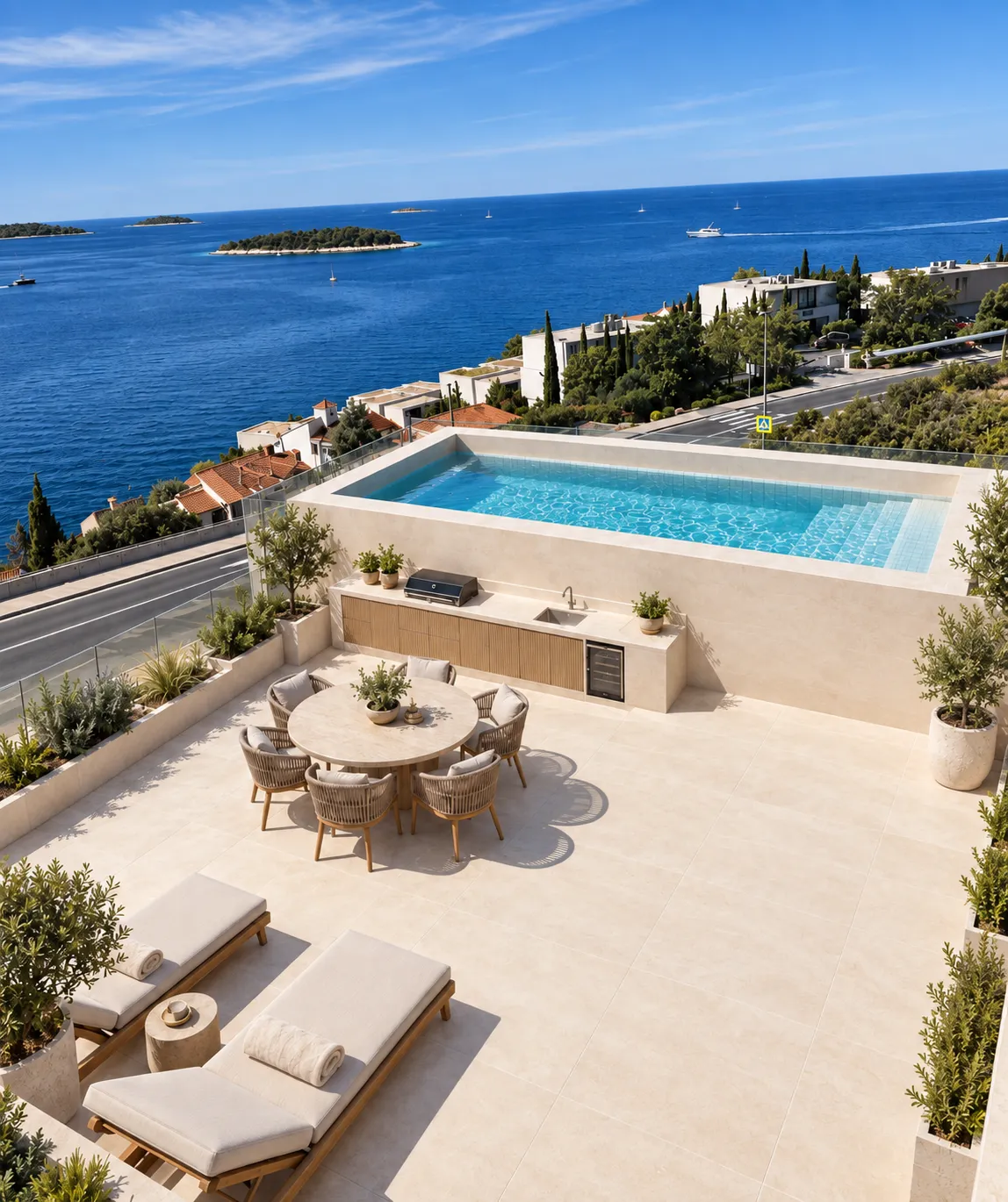 Apartment P1 A3 — seaward elevation and gardens