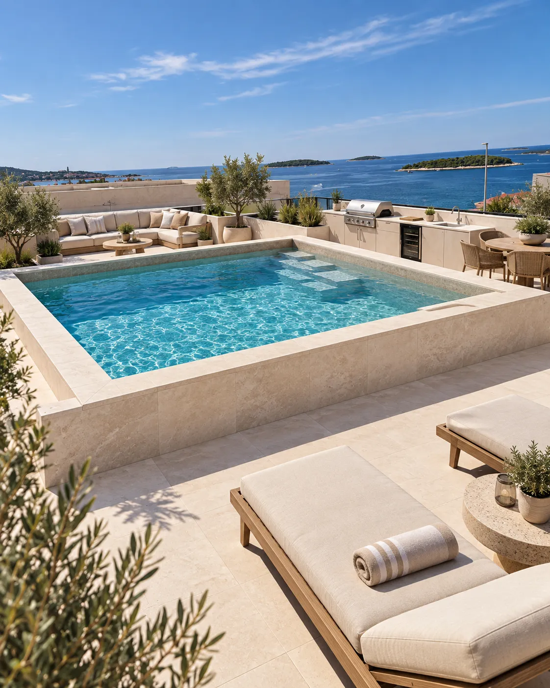 Apartment P2 A1 — pool with sea view